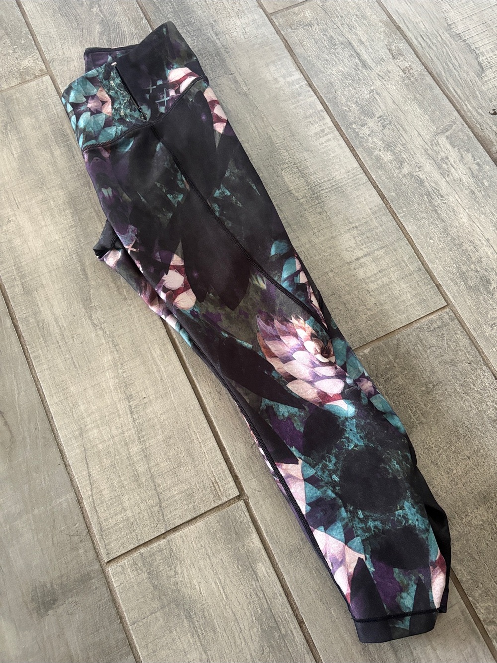 Calia Printed Floral High-Waist Leggings - Black Teal Purple